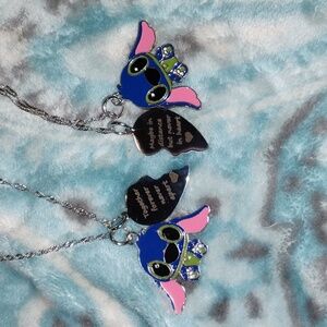 Stitch Best Friends Heart Pendant Necklace Set